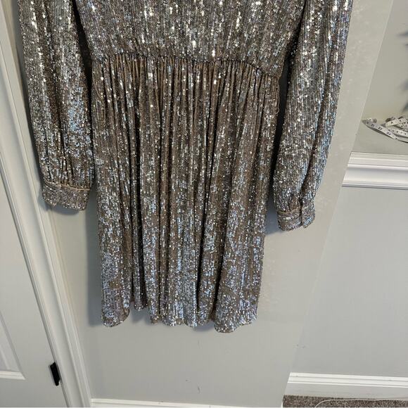 NWT Anthropologie Sachin & Babi Silver Sequin Mini Dress 4 - Picture 6 of 16